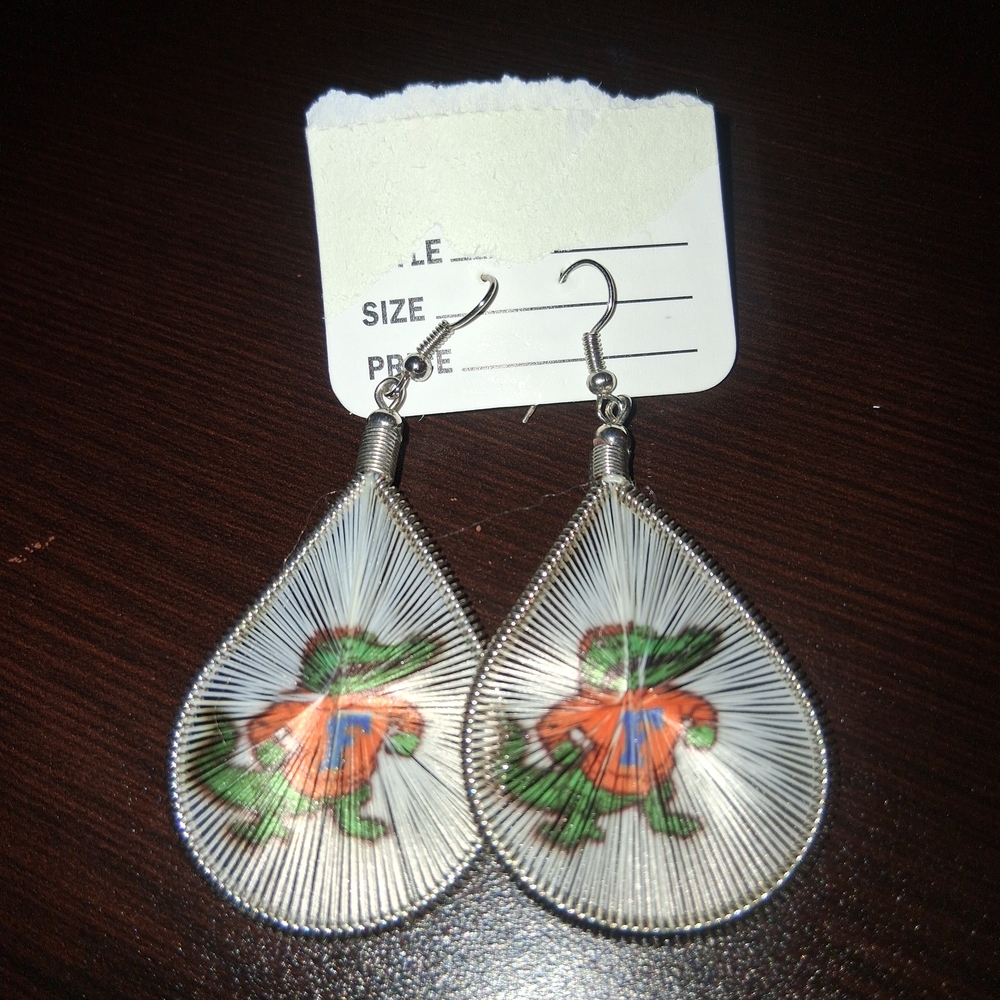 Vibrant Teardrop Earrings with Orange and Green Design